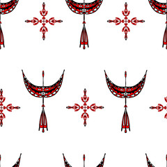 design pattern, red flowers and firebirds. vector illustration flaf disign. perfect for Wallpaper or packaging