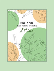 Herbal cosmetics vector card template. Modern illustration for design and web.