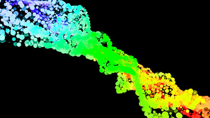 background from multi-colored circles on a black background. 3d render illustration.