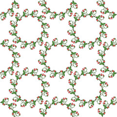 Seamless background with wild strawberries and leaves. Endless pattern on white background. Vector image. Healthy food and diet.