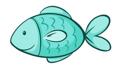 Green fish on white background