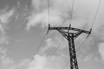 Black and white electricity pylon