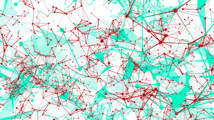 abstract kaleidoscope pattern. red-turquoise shapes on a white background. 3d render illustration.