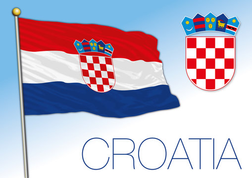 Croatia official national flag and coat of arms, European Union, vector illustration