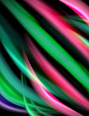 Silk smooth lines on black, liquid fluid color waves. Vector Illustration