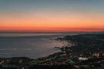 Fototapeta na wymiar Scenic view over beach town by night
