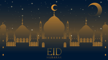 Background design for Muslim festival Eid Mubarak