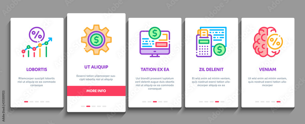 Canvas Prints Investor Financial Onboarding Mobile App Page Screen Vector. Investor With Money Dollar And Lightbulb, Brain With Percentage Mark And Document Concept Linear Pictograms. Color Contour Illustrations