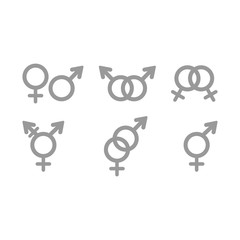 Set of male and female gender icons isolated on a white background.