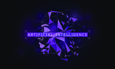 AI abstract face concept, cyber mind, artificial intelligence, virtual robot, consciousness, machine learning, data mining