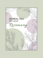 Fototapeta na wymiar Herbal tea vactor card template. Modern illustration for design and web.