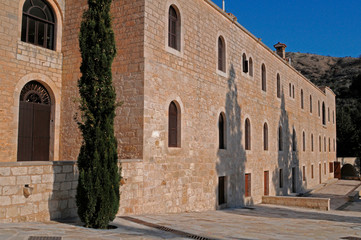 Fototapeta na wymiar Buildings and terrace at the Monastery of Agios Neofytos in Pafos Cyprus