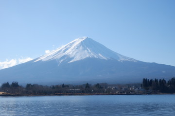 雪の積もった富士山