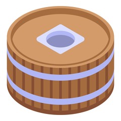Barrel water mill icon. Isometric of barrel water mill vector icon for web design isolated on white background