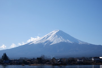 雪の積もった富士山