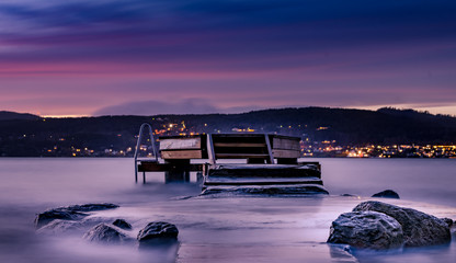 Oslofjord, plaża Krokstrand w Son koło Vestby w gminie Viken w Norwegii, Skandynawia, Europa
