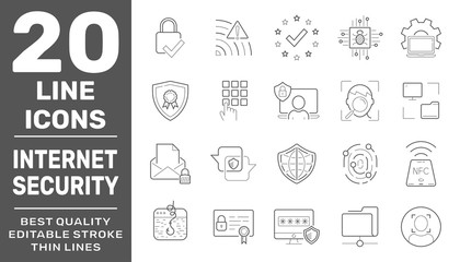 Internet Protection line icon set. Collection of high quality black outline logo for web site design and mobile apps. Vector illustration on a white background. Editable Stroke. EPS 10