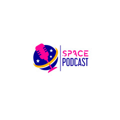 Space podcast logo concept. symbol and icon of podcast