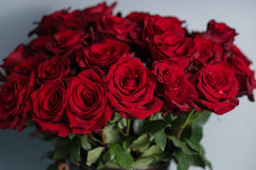Natural red roses background. fresh dark red roses close up texture background.