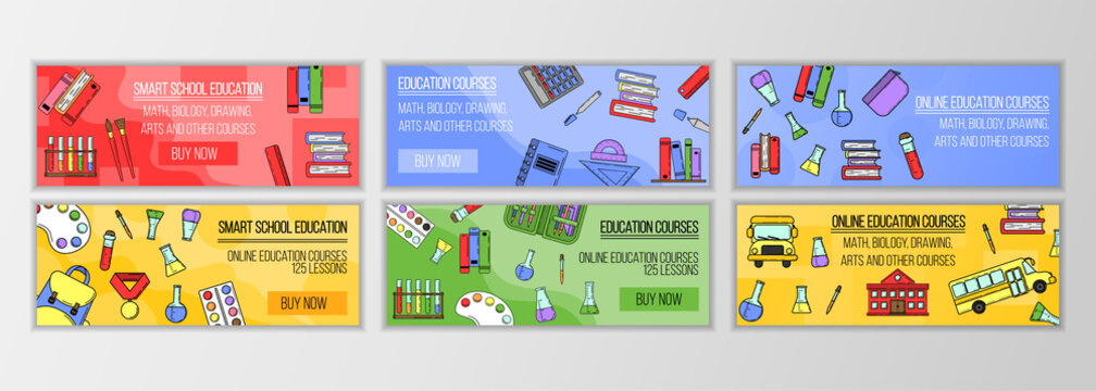 Education courses banner concept. Modern illustration for design and web.