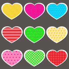 Vector hearts on a dark background. Perfect for greeting cards, wallpapers, gift paper, cobweb, textile, background