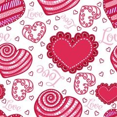 Seamless vector pattern. A pattern with a variety of hearts. Ideal for test, paper and gift products.