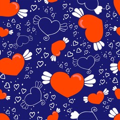 Seamless vector pattern. A pattern with a variety of hearts. Ideal for test, paper and gift products.