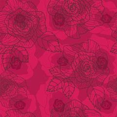 Seamless vector floral pattern. Scarlet roses. Ideal for paper, gift and textile products.