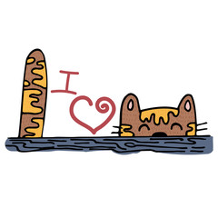 Vector illustration for Valentine's Day. Lovely cats in love. Ideal for gift and paper products.