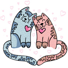 MobileVector illustration for Valentine's Day. Lovely cats in love. Ideal for gift and paper products.