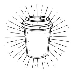 Coffee cup. Vector hand-drawn lettering for prints, posters, menu design. Cartoon coffee cup.