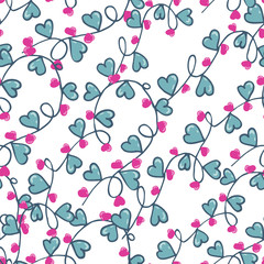 Vector seamless illustration with garlands of hearts. Ideal for paper, gift and textile products