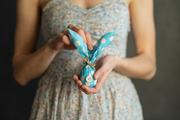 woman holding easter gift