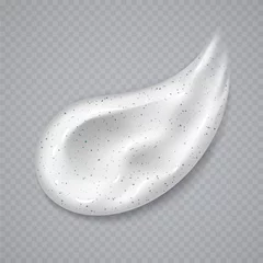 Outdoor-Kissen White cream or scrub smear isolated on a transparent background. Realistic cosmetic beauty skincare product sample. Moisturizing lotion. Vector illustration. © Likanaris