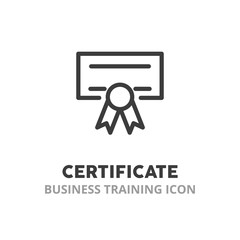 Certificate simple line icon. Concept of startups, set up a business, teamwork. Vector illustration symbol elements for web design.