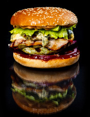 Burger with beef and cheese..