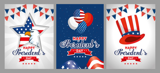 Eagle balloons and hat of usa happy presidents day vector design