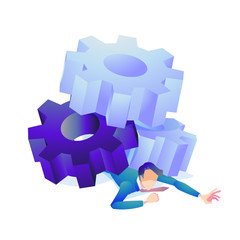 難しいシステムに業務圧迫されている男性