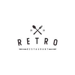 Crossed Spoon Fork Vintage Retro Restaurant logo design