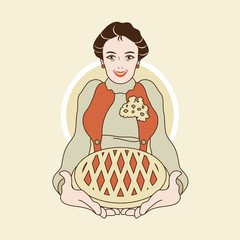 Old bakery Grandmother drawing character vector design