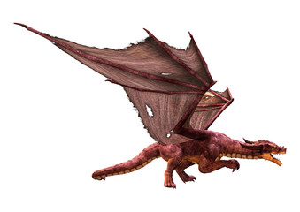 3D Rendering Fairy Tale Dragon on White