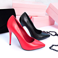 red and black shoes isolated on white background