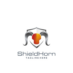 Vector logo design shield horn