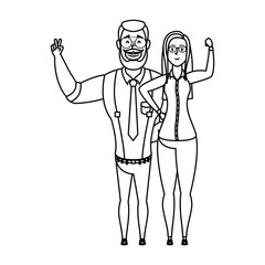 young man bearded with woman characters