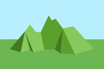 Geometrical, angular tringular and rectangular graphics on mountain and hill in the nature and countryside. Vector illustration. 