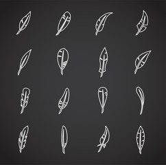 Feather icons set outline on background for graphic and web design. Creative illustration concept symbol for web or mobile app