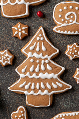 Christmas gingerbread cookie in the form of a tree