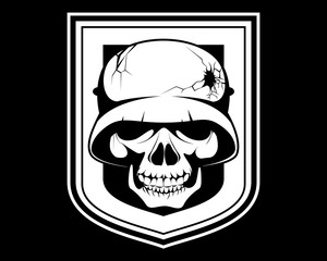 Skeleton in a helmet