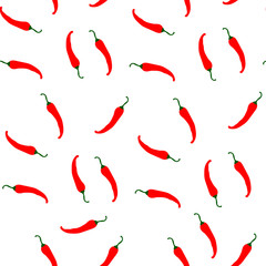 Seamless pattern of red hot chili peppers vector illustration.