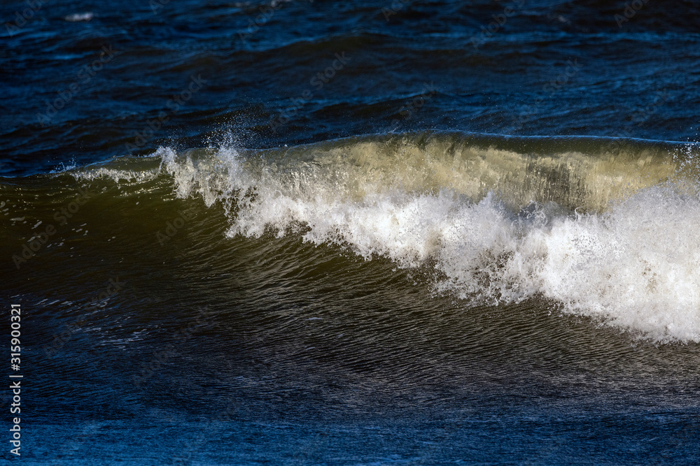 Canvas Prints Foamy splashing Baltic sea wave.